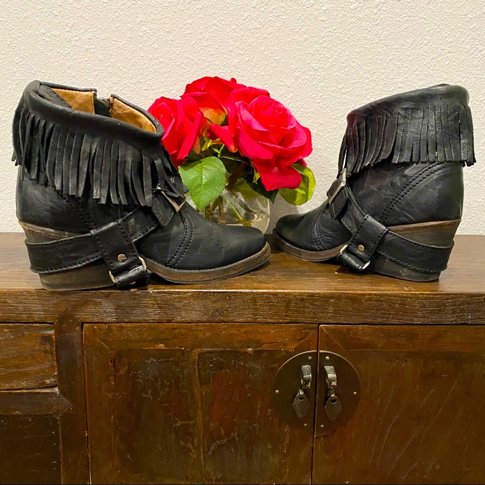 AllSaints Bonny Cuban Fringe Harness Ankle Boots (Size 6) (EU 36)🌹